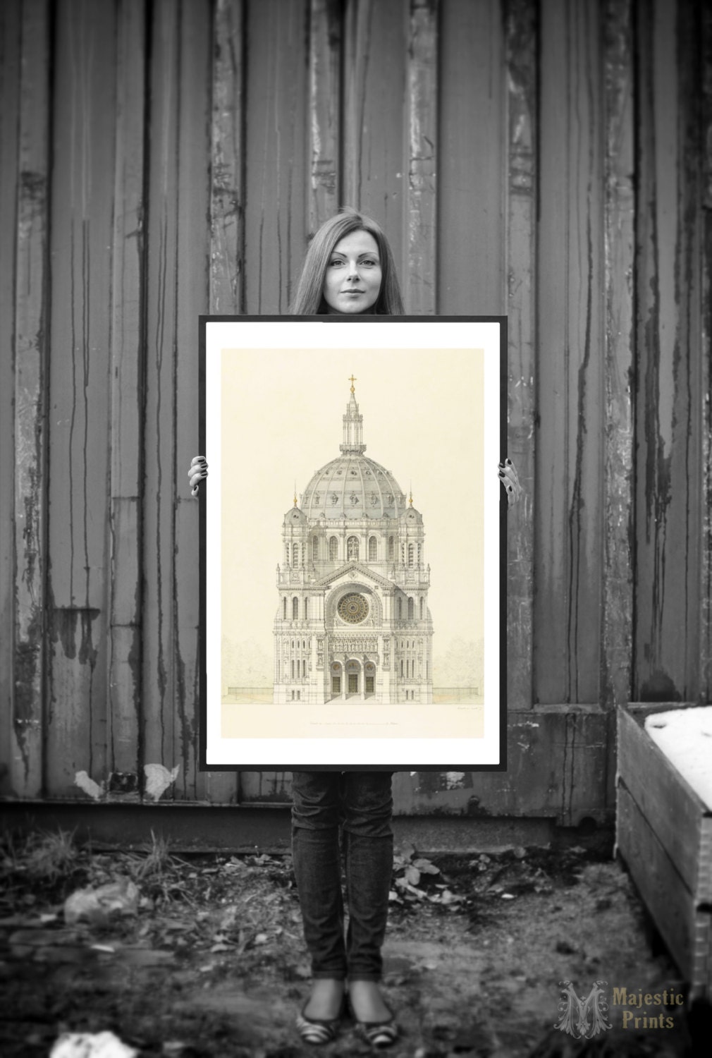 Vintage Architectural Print Church of Saint Augustin