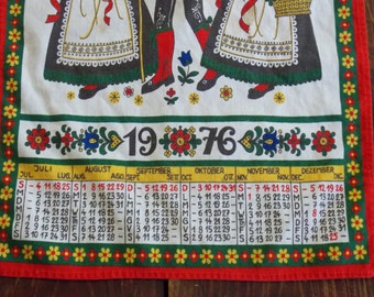 1976 Calendar Tea Towel with hanging straps