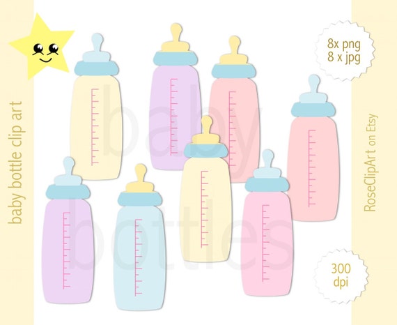 pastel baby bottle clipart instant download baby bottle