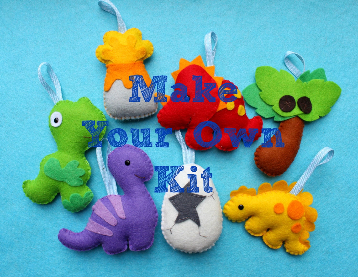 Make Your Own Felt Dinosaur Garland Kit. Felt by PollyChromeCrafts
