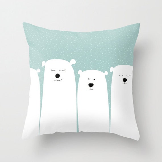 Polar Bear Pillow White Bears Art Custom Shams Animal Kids