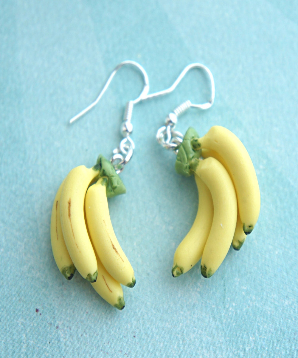 banana bunch earrings food jewelry fruit earrings tropical