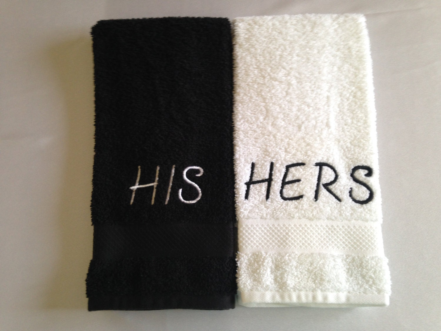 Embroidered 2 Piece Towel Set His and Hers Wedding Gift