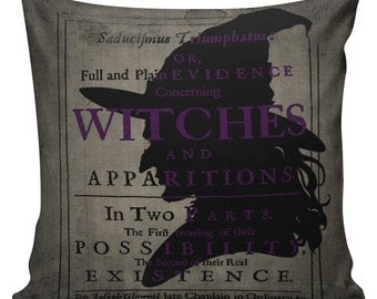 Cushion Pillow Halloween Witches Cotton and Burlap #RQ0067 RavenQuoth All Hallow's Eve Home Decor