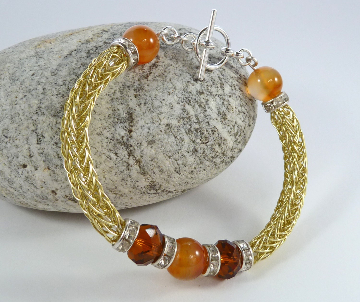 Viking Knit Gemstone Bracelet Gold Viking by BeauBellaJewellery