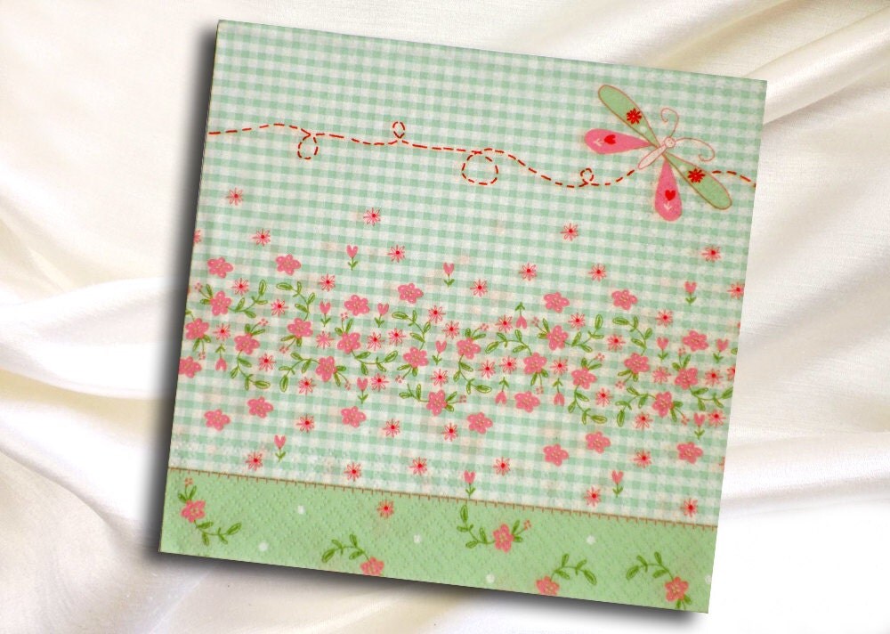 Spring paper napkins for decoupage with flowers and a