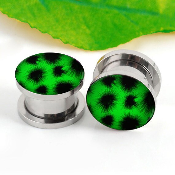 Pairs Black Green ear plugs Body Jewelry by earplugsworld