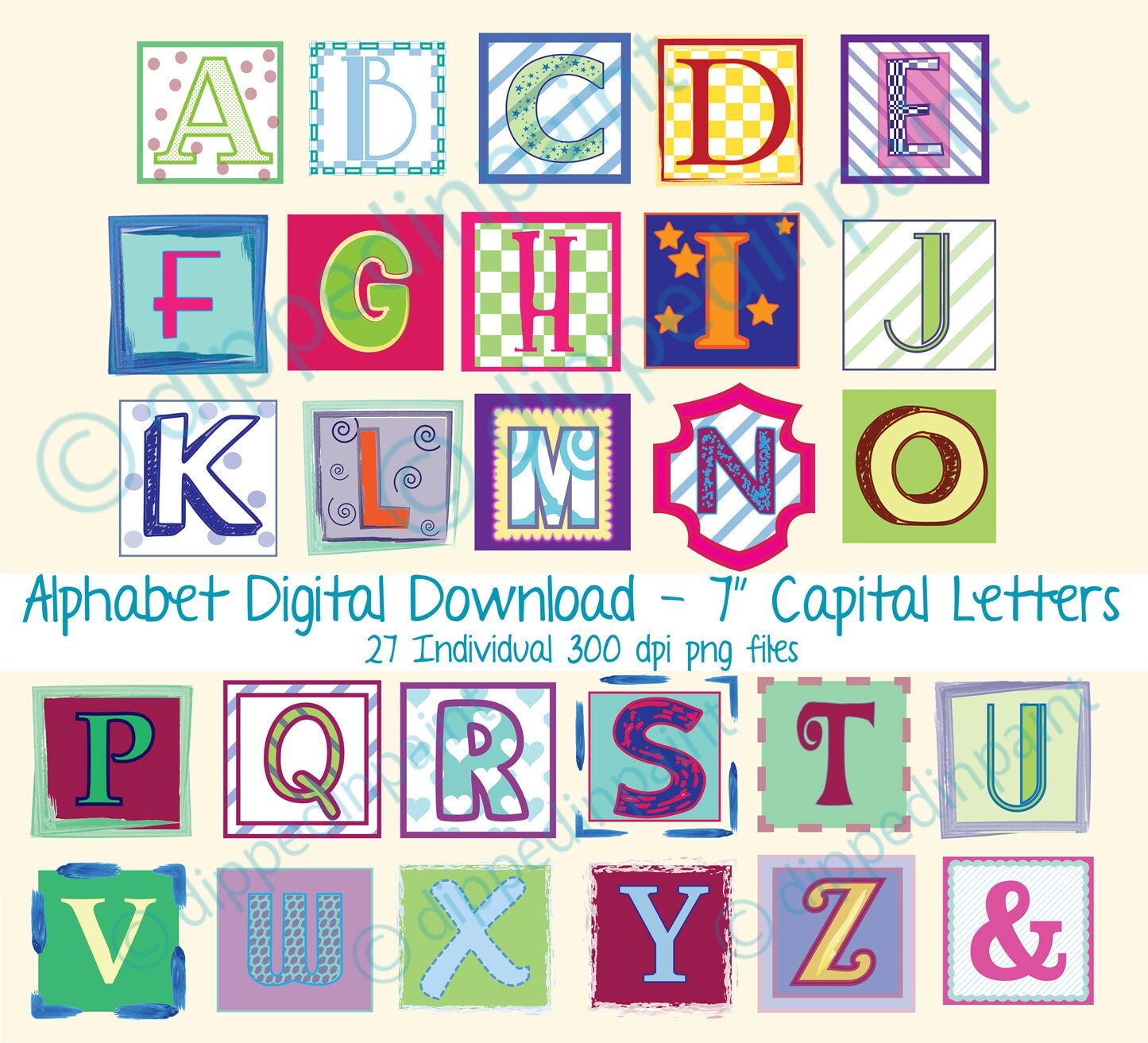 alphabet clip art letters printable instant by dippedinpaint