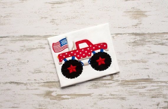 Download 4th of July Monster Truck with Flag Applique by ...