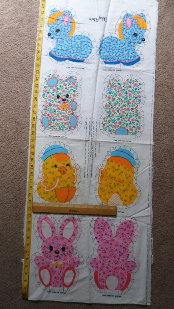 Cut and Sew Fabric Panel Toy Animals For Stuffing or Applique