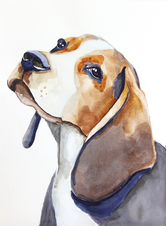 beagle original watercolor painting dog painting beagle