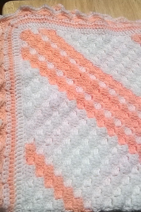 Peaches & Cream Crochet Baby Blanket by TwineandSwirl on Etsy