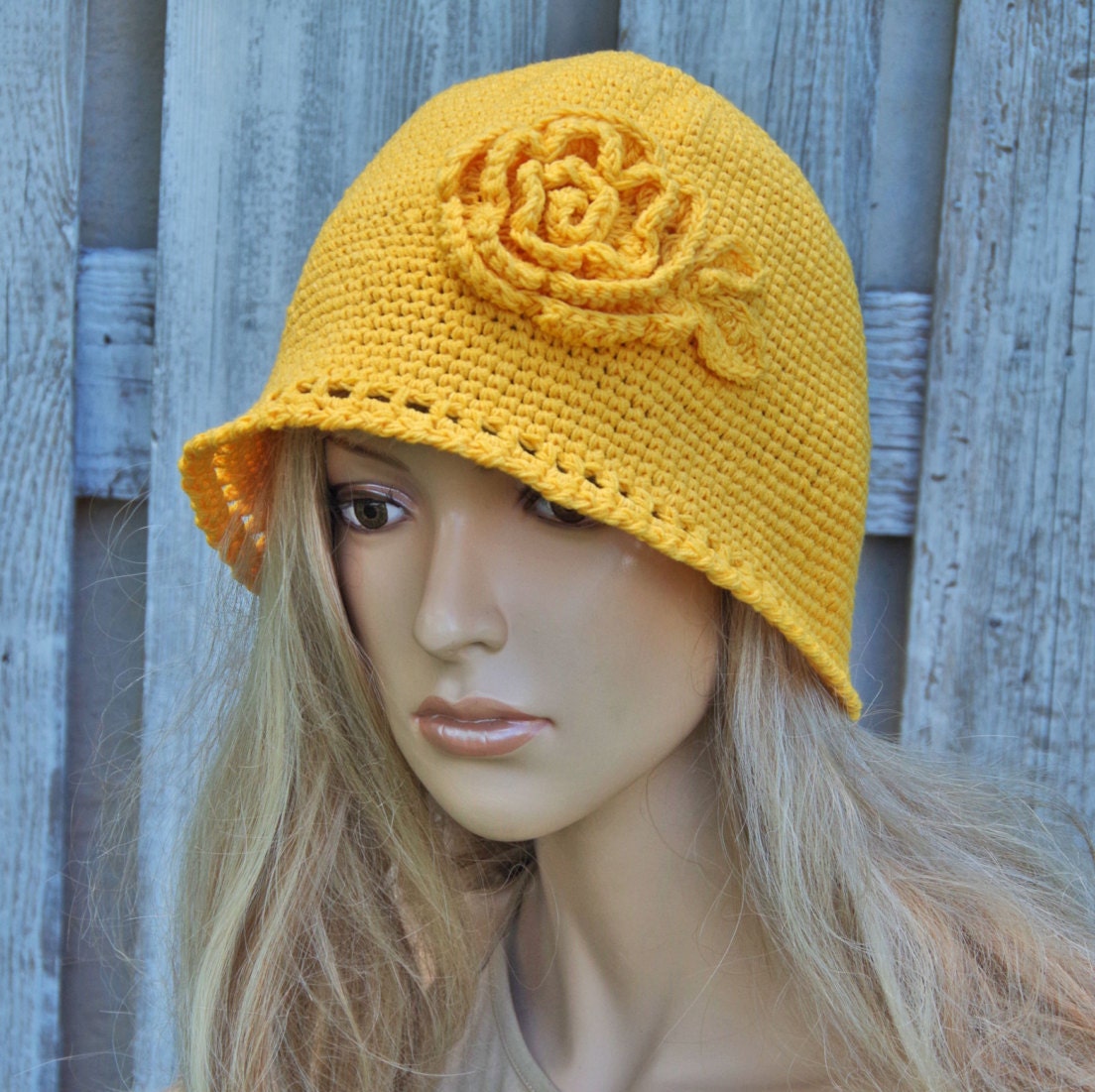 Summer Crochet Hat/ Handmade Hat/Yellow Crochet Hat/ Floppy Etsy