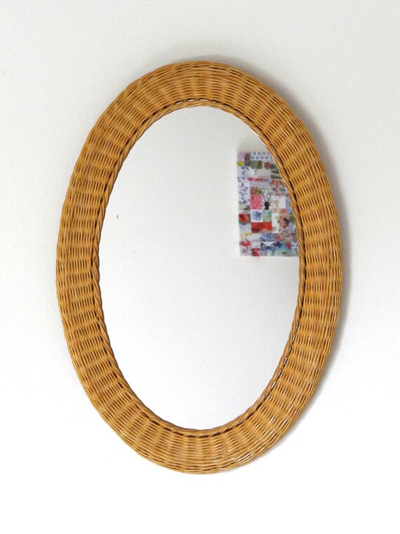 Vintage Oval Wicker Mirror