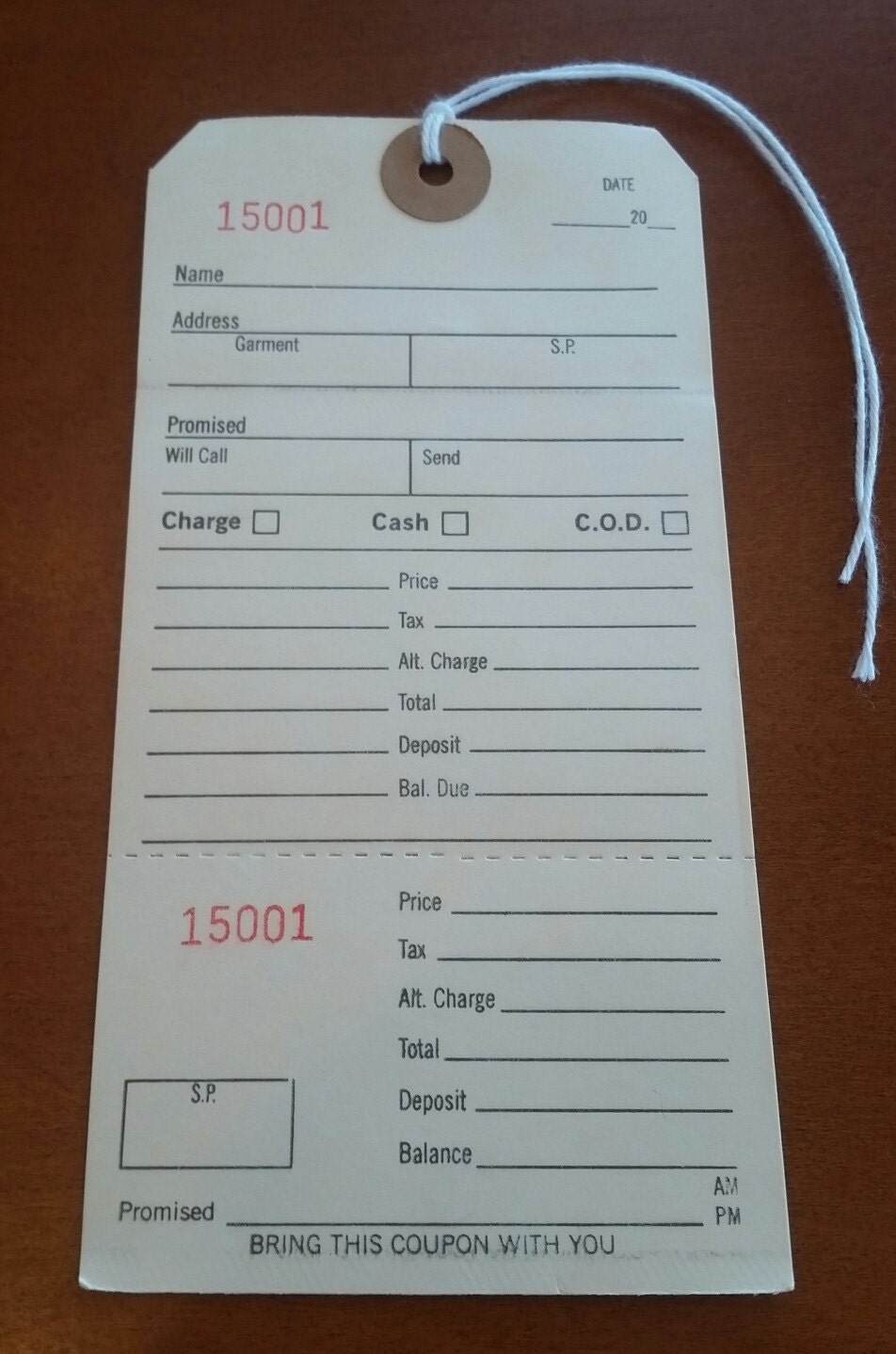 set of 10 Alteration tags with string
