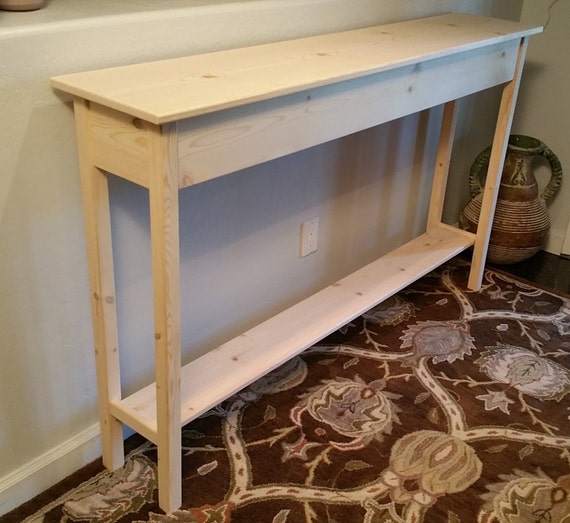 Unfinished Pine Console Sofa Wall Table With Shelf 60