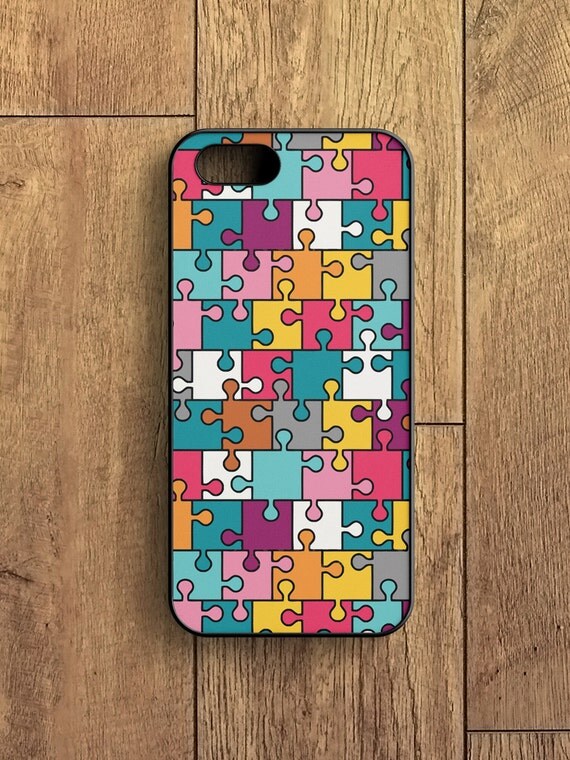 Puzzle iPhone Case with colorful puzzles by on Etsy