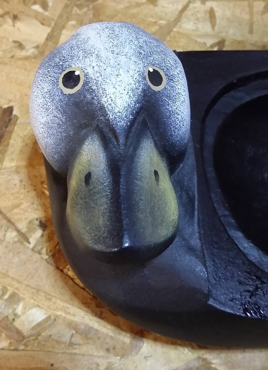 Hand Painted Hand Carved Wooden Duck Box Change Holder Cute