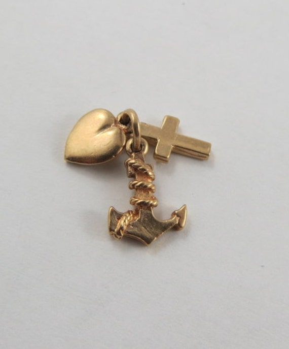 Faith Hope and Charity 10K Gold Vintage Charm For Bracelet