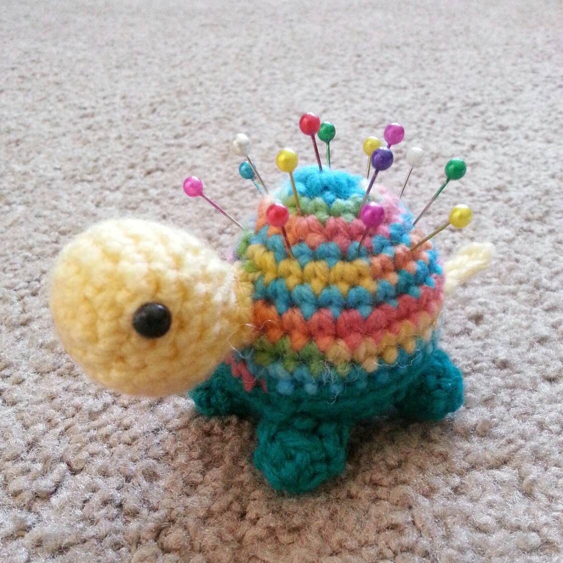 Crochet Turtle pin cushion Acrylic yarn by Baileyscrochetcrafts