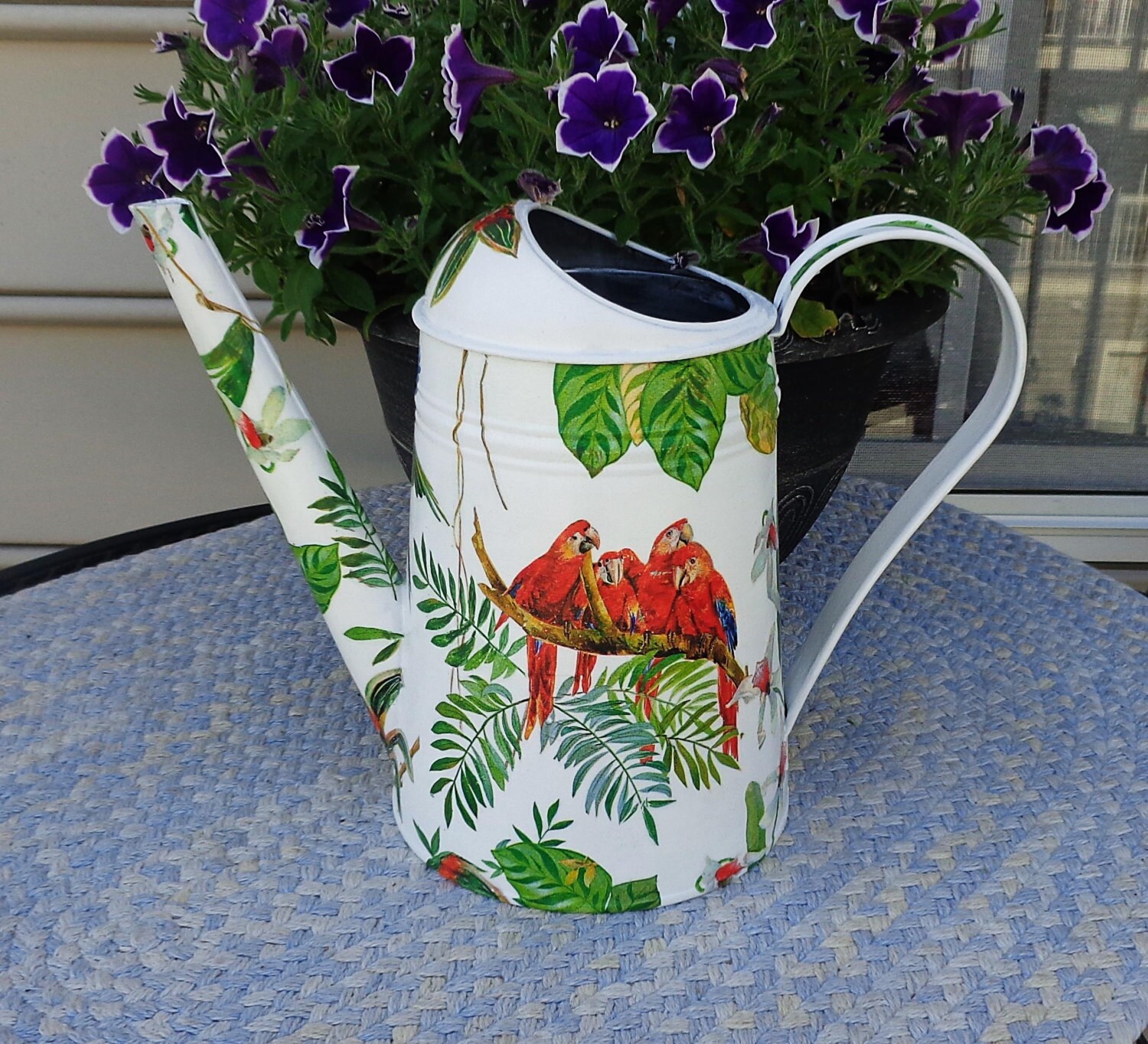 Watering Can Metal Water Can Flower Vase Hand Painted Can