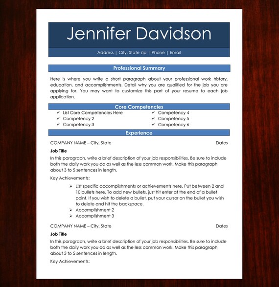Resume cover letter and reference page