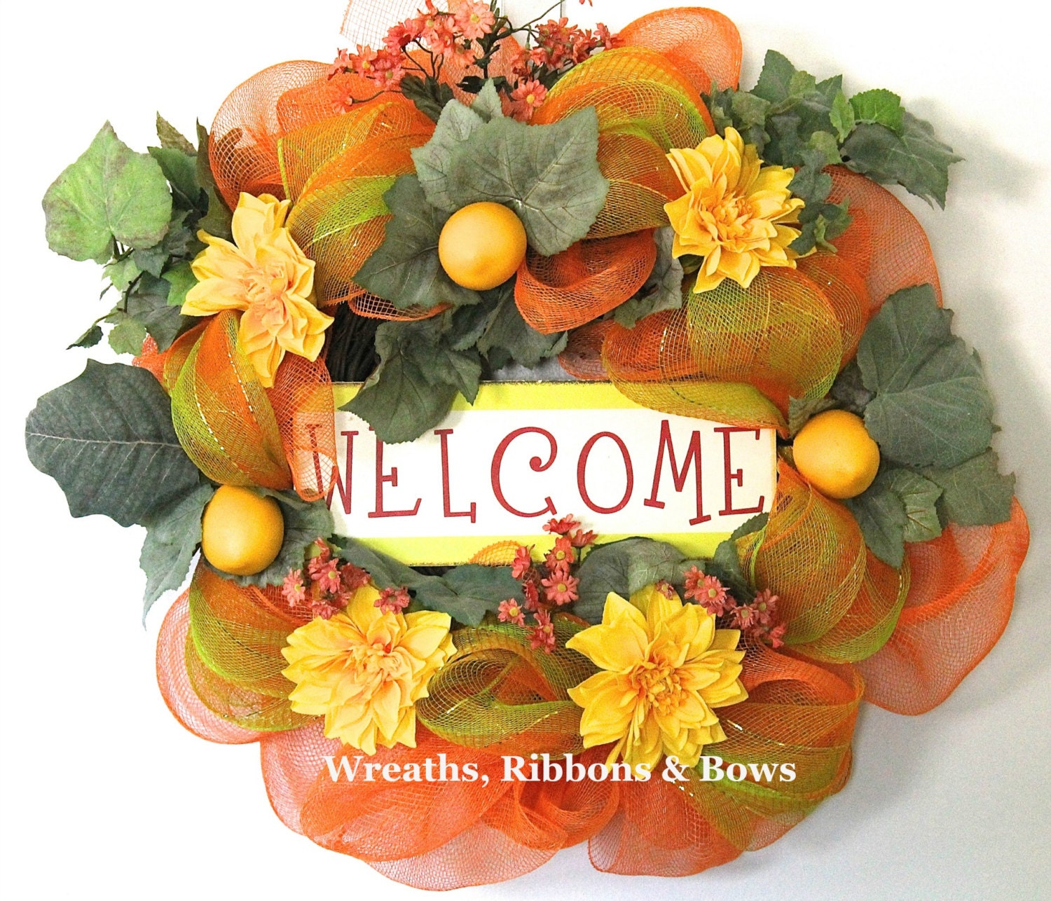 Front Door WreathSummer WreathOrange & by WreathRibbonsAndBows