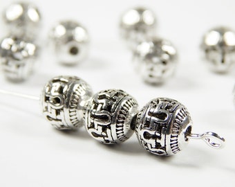 10 Pcs - 8mm Metal Spacer Beads - Tibetan Silver - Spacer Beads - Jewelry Supplies
