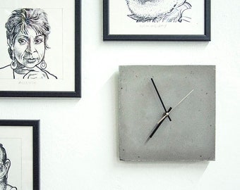 Concrete Wall Clock - Dark Grey