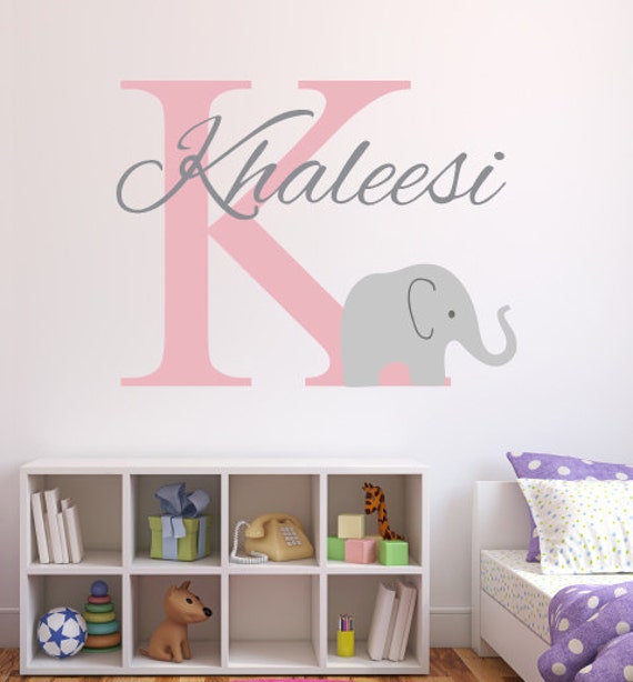 Elephant Name Wall Decal Elephant Nursery Room Wall Decals