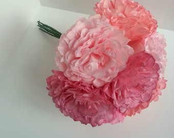 Paper Flower Bouquet-Shades of Pink- Peony Rose-Hand Dyed-Wedding,Bridesmaid Bouquet, Bridal Shower, Baby Shower, Reception Centerpiece