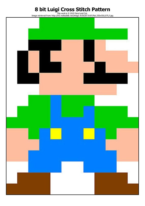 Instant Download Super Mario Bros 8 Bit by DarylandCatStitches