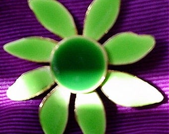 Green Enamel Flower Brooch