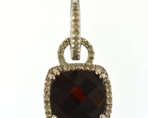 50 Ct Fine Garnet  Diamond Penda nt 14K White Gold Natural Red ...