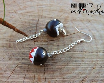 Chomp chomp (fimo) mario geek earrings
