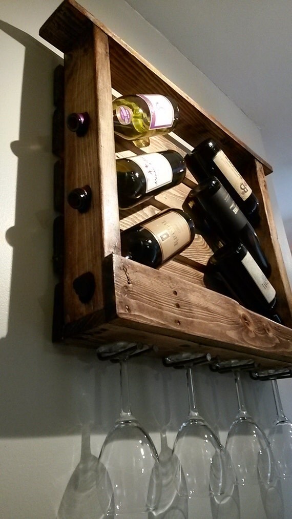 Rustic Wine Rack from reclaimed wood 6 Bottle