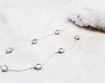 Stationed Star Necklace in Sterling Silver
