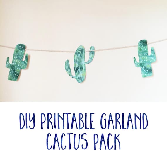DIY Printable Cactus Garland Paper Garland by BlueberryBooKids