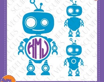 Robot Monogram Frame SVG DXF EPS Cutting files