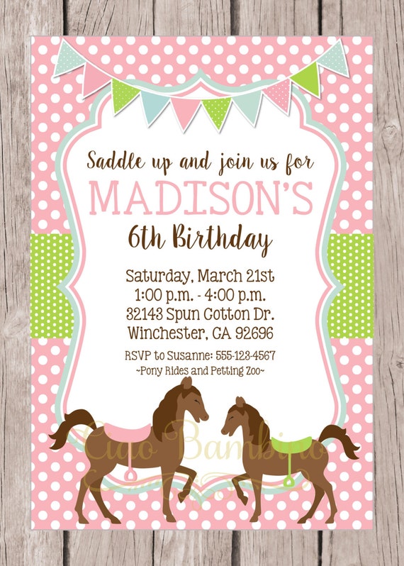 Horse Birthday Party Invitations 2