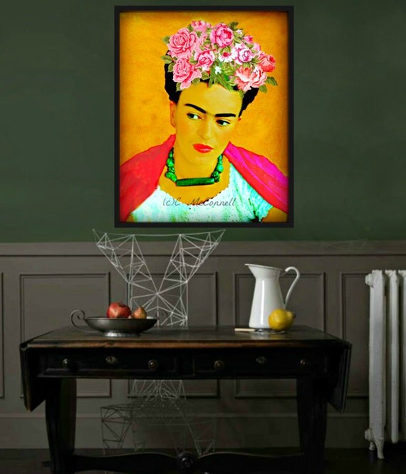 Frida Kahlo Roses Print Instant Digital Download Photomontage