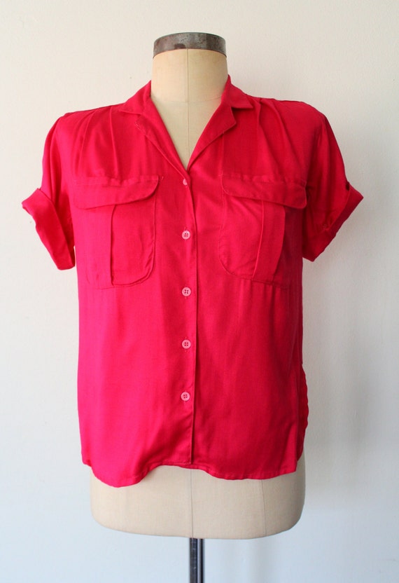 50% off SALE Cargo Blouse / Pink Blouse / Spring Pink Cargo