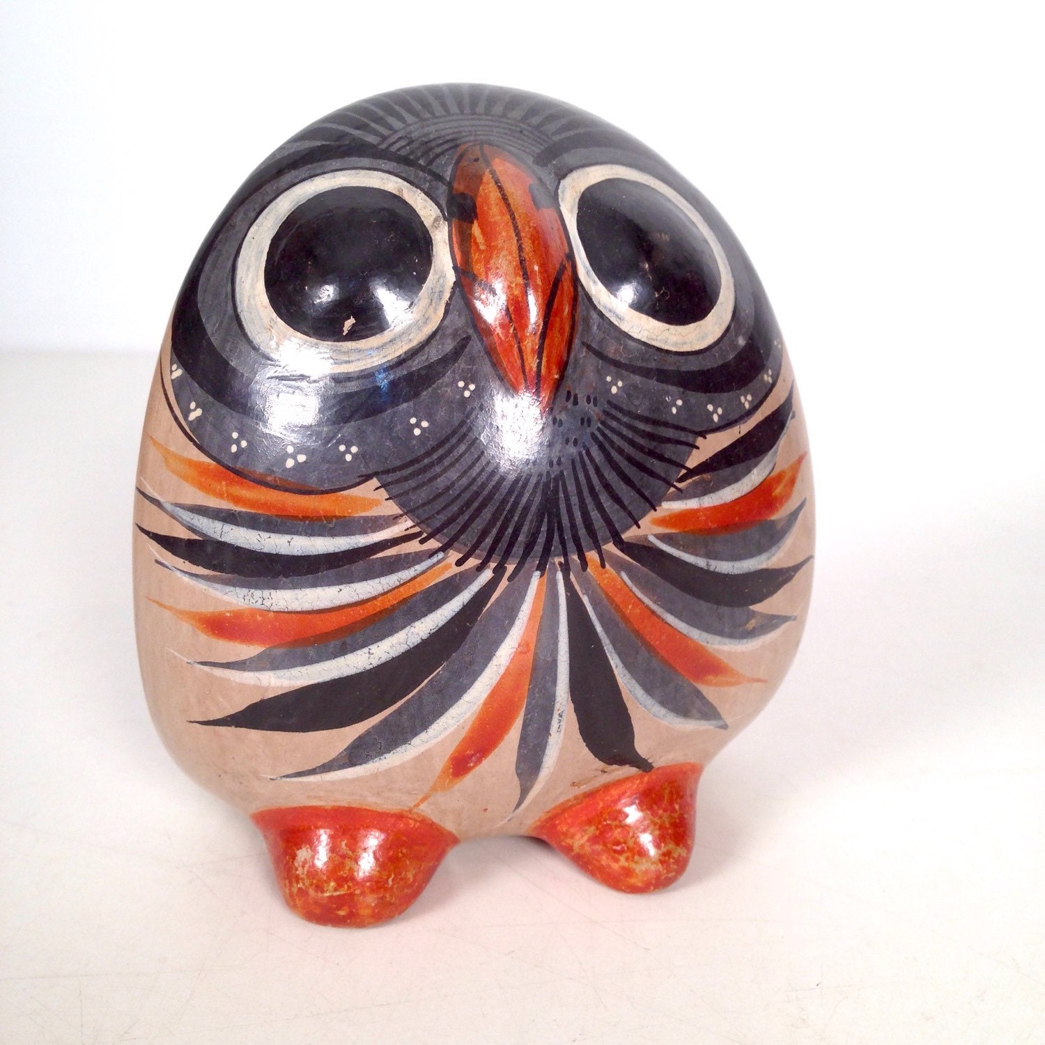 vintage sculpture Mexican pottery owl by ninedoorsvintage on Etsy