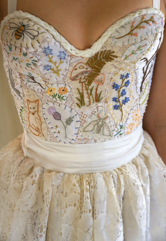embroidered bustier gown