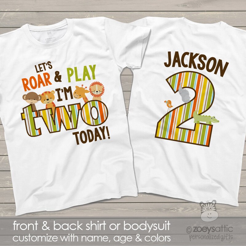 Download zoo / jungle theme second 2nd birthday shirt let's roar