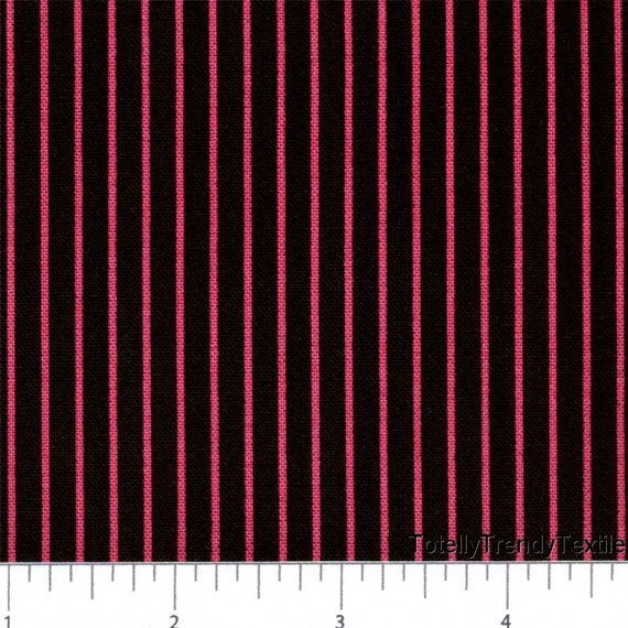 Hot Pink and Black Striped Fabric by the yard. Pinstripe