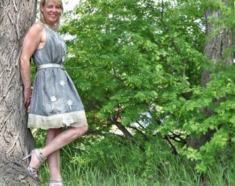 upcycled clothing, ethical fashion, dress . through the storm . M - L