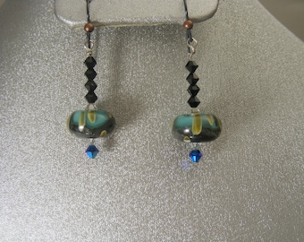 Boro Lampwork Earrings with Swarovski Crystals (ES11)