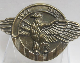 WWII All Mililtary 1941 - 1945 with Bald Eagle~Brass Plated Plaque Grave Marker
