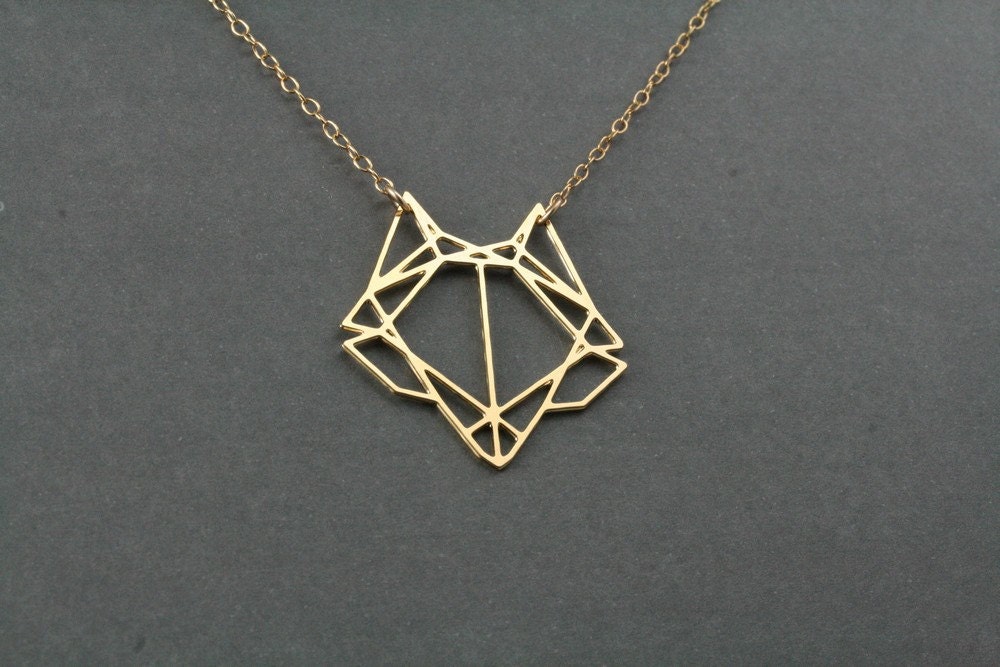 fox necklace geometric fox fox head by BonnyRabbitBoutique on Etsy